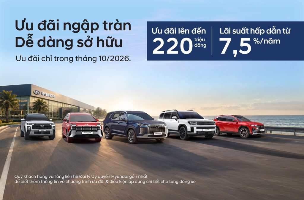 HYUNDAI THÀNH CÔNG TRIỂN KHAI CHƯƠNG TRÌNH ƯU ĐÃI THÁNG 10 – “ƯU ĐÃI NGẬP TRÀN – DỄ DÀNG SỞ HỮU”